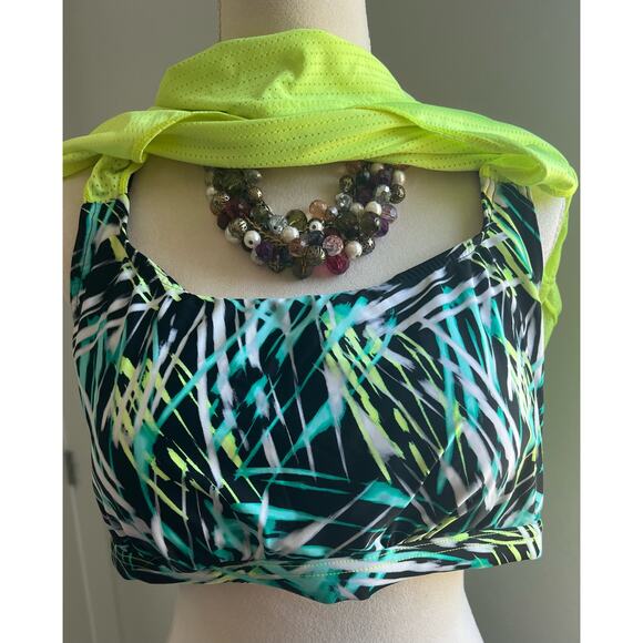 ZeroXposur Mesh Racerback Tankini Builtin Bra Black/Yellow/Teal UPF 30+Sun 0X - Picture 9 of 11